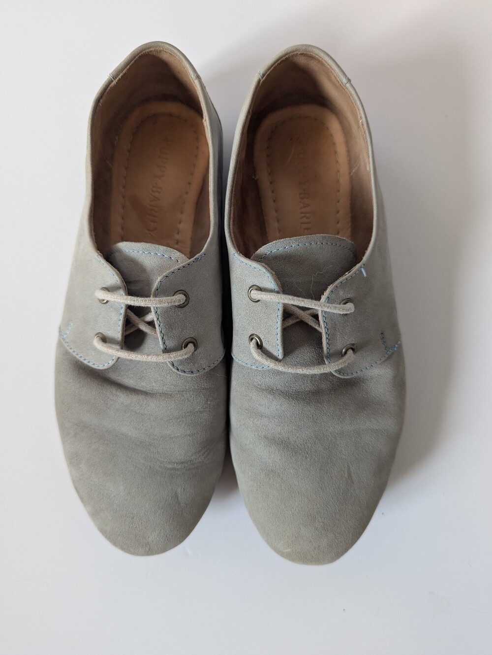 Poppy Barley the Eyelet Oxford Shoe in Gray Suede - 6.5